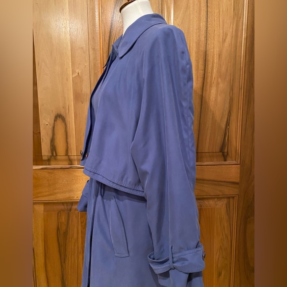 Very VTG Fitzwright Forget-Me-Not Blue Silky Soft Trench Coat, EUC, 16 - Picture 6 of 16